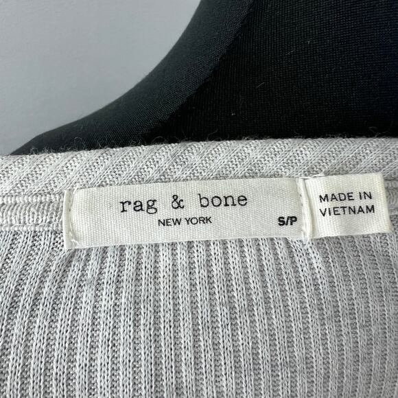 Rag & Bone Gray Knit Sweater Rayon Rib V-Neck Long Sleeve Pullover S Small - Picture 6 of 8